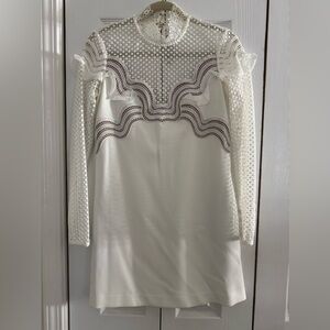 Long sleeves white & cream self-portrait lace mini dress. Worn once.